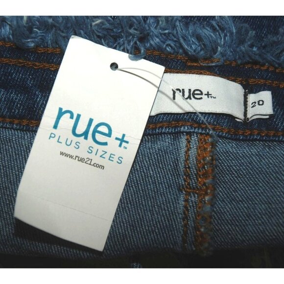 NWT Rue + High Rise Festival Shortie Jean Shorts Size 20 Lace Front Raw Edge Hem - Picture 9 of 13